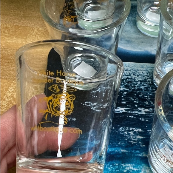 #0954*Set of 12 Clear Shot Glasses Thee Golden Tiger Art by Julie Lee Nersinger - Picture 3 of 9